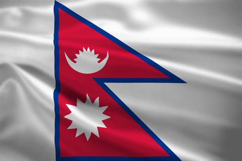 Nepal flag blowing in the wind